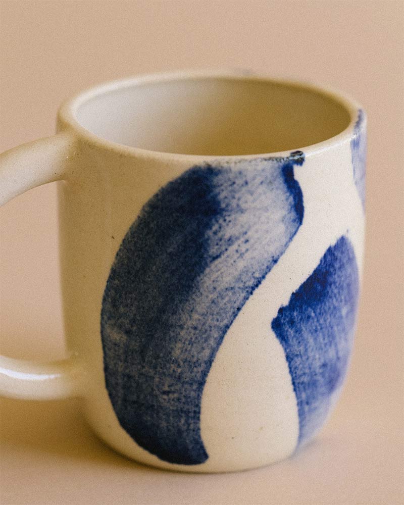 Mug grès brush bleu