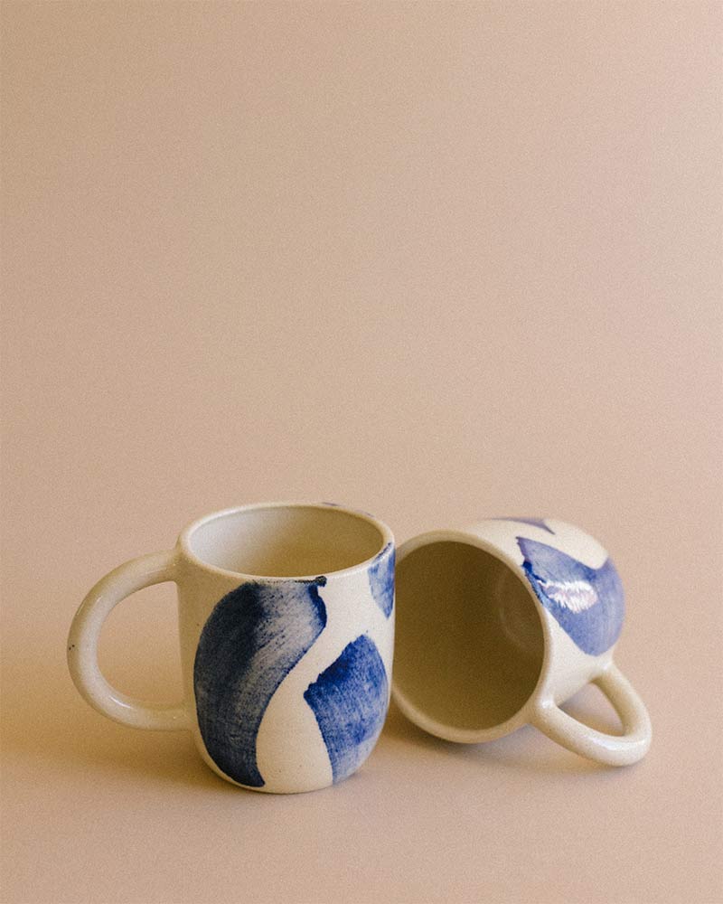 Mug grès brush bleu