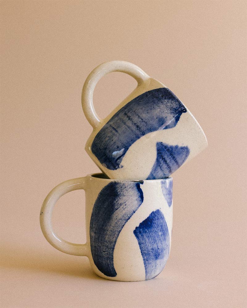 Mug grès brush bleu